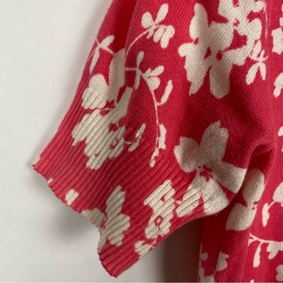 Denim & Co Floral Short Sleeve Pink Cardigan Size XS - Picture 3 of 6